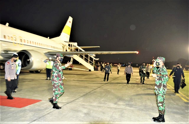Danlanud Adisutjipto Sambut Kunjungan Kerja Panglima TNI dan Kapolri Di Yogyakarta