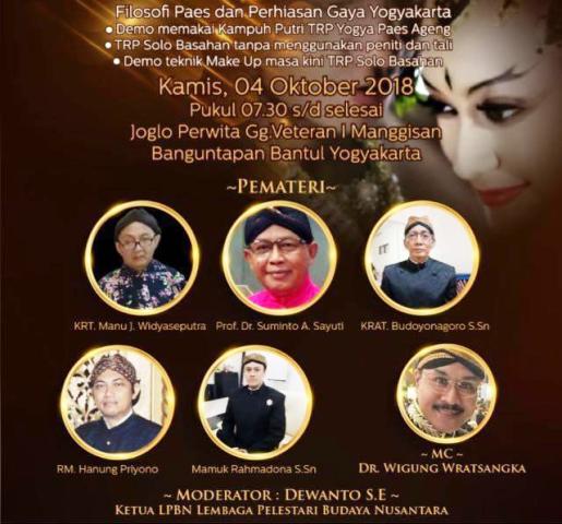 Seminar Filosofi Paes Gaya Yogyakarta Di Joglo Perwita, Banguntapan, Bantul, 4 Oktober 2018