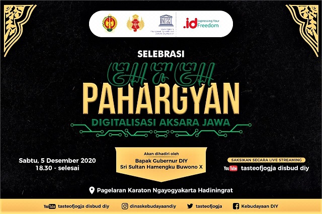 Selebrasi Digitalisasi Aksara Jawa via Channel YouTube TasteOfJogja Disbud DIY, Sabtu, 5 Desember 2020, Pukul 19.00-22.00 WIB