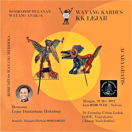 Workshop Wayang Anak Di Ledok Code Yogyakarta, Minggu 29 Mei 2022 