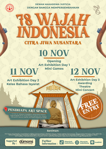 Pameran 78 Wajah Indonesia, di Pendhapa Art Space Ringroad Selatan Yogyakarta, 10-12 November 2023.