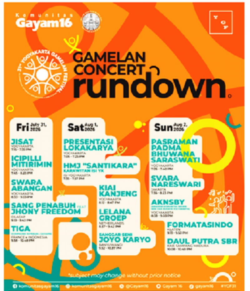 LELANA GROEP, Kelompok Gamelan Dari Belanda Tampil Sabtu Malam, 1 Agustus, Di Yogyakarta Gamelan Festival 2026, Plaza Ngasem